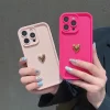 3D Gold Heart Soft Silicone Case for iPhone 16, 15, 14, 13, 12, 11 Pro Max 4