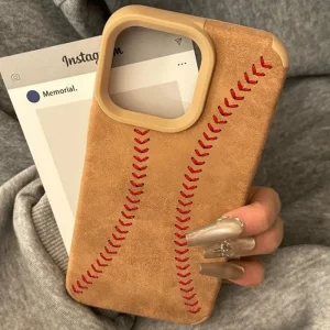 Baseball Stripe Bonded Leather Case – Shockproof Bumper Protective Cover for iPhone 1