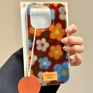 Perforated Vortex Shell Floral Case – Retro Small Flower Soft Cover for iPhone 1