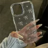 Glitter 3D Silver Bow Beads Case for iPhone 16, 15, 14, 13, 12, 11 Pro Max 5