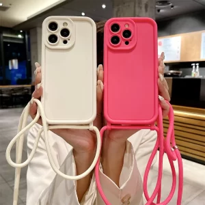 Crossbody Lanyard Strap Phone Case for iPhone 16, 15, 14, 13, 12, 11, XR, XS, SE, 8, 7 Plus 1