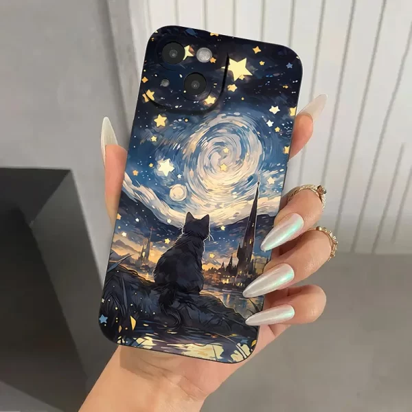 Starry Sky Cat Case for iPhone – Shockproof Soft Silicone Cover 1