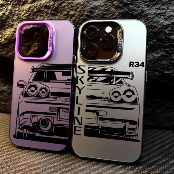 Cool Car Design Case for iPhone – Laser Silver IMD Hard Cover 1