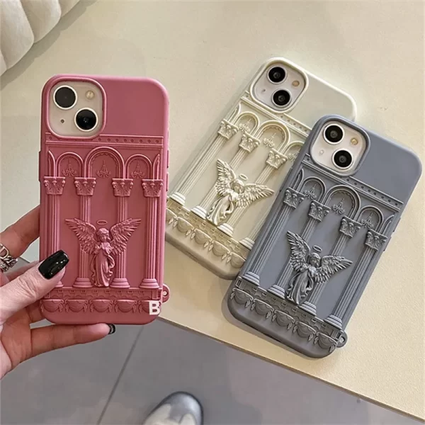 Classical Art Angel Statue Case – Retro Shockproof Silicone Cover for iPhone 1