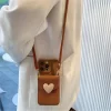 Crossbody Lanyard Necklace Card Holder Case – 3D Love Heart Cover for iPhone 3