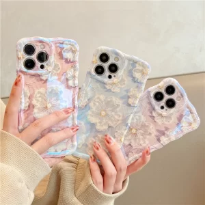 Luxury Laser Flowers Glitter Case for iPhone – Soft Silicone Shockproof Cover 1