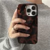 Black Brown Leopard Print Case – Vortex Pattern Shockproof Cover for iPhone 2