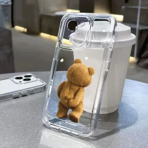 Cartoon Bear Transparent Case – Soft Shockproof Cover for iPhone 1