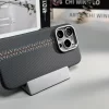 Carbon Fibre Magnetic Phone Case with Alloy Camera Ring for iPhone 3