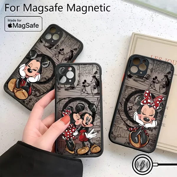 Mickey Minnie Matte Magnetic Case – Soft Back Cover for iPhone 1